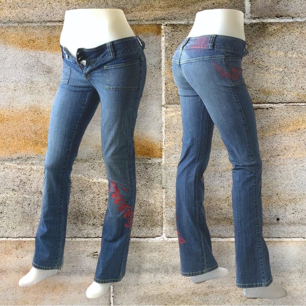 Women’s Blue | Red Sweetface Denim Pants JLO By Jennifer Lopez NWT